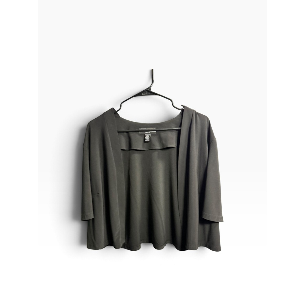 Woman Within Black Open Front Shrug Cardigan 3/4 Sleeve Plus Size 18W